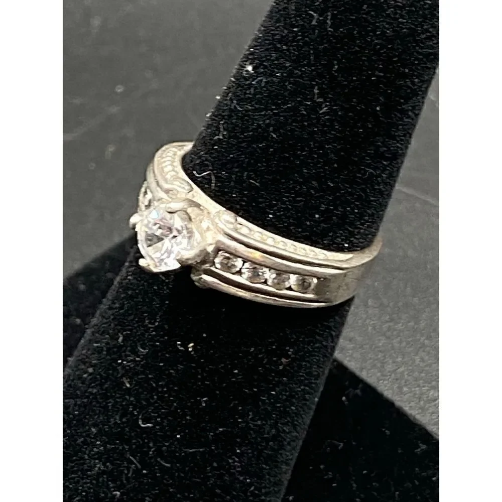 NF Chapal sterling silver 925 round CZ diamond engagement ring 6